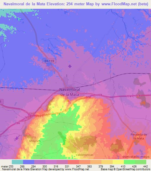 Navalmoral de la Mata,Spain Elevation Map