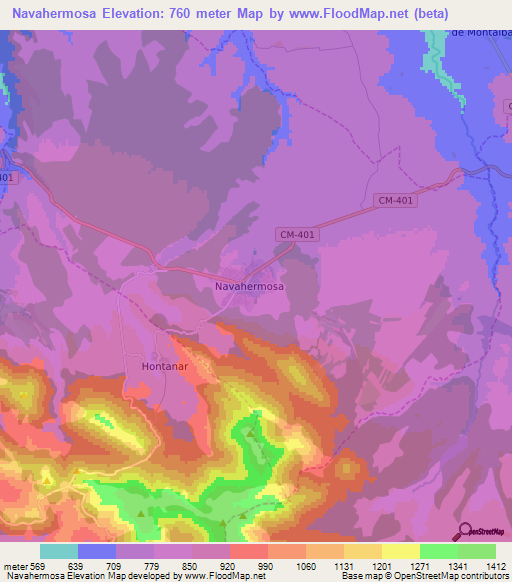 Navahermosa,Spain Elevation Map