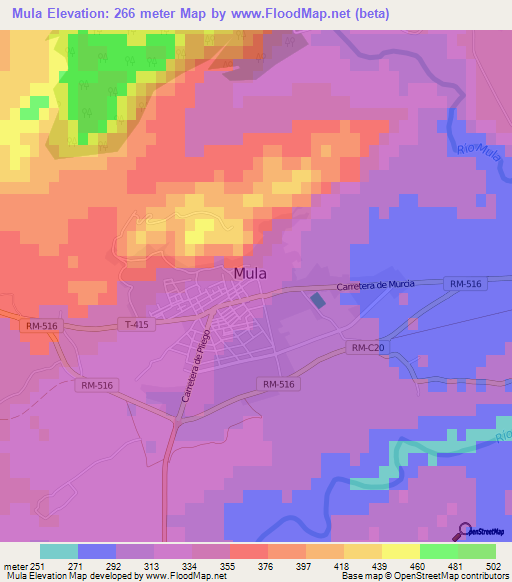 Mula,Spain Elevation Map