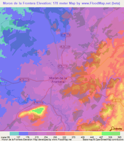 Moron de la Frontera,Spain Elevation Map