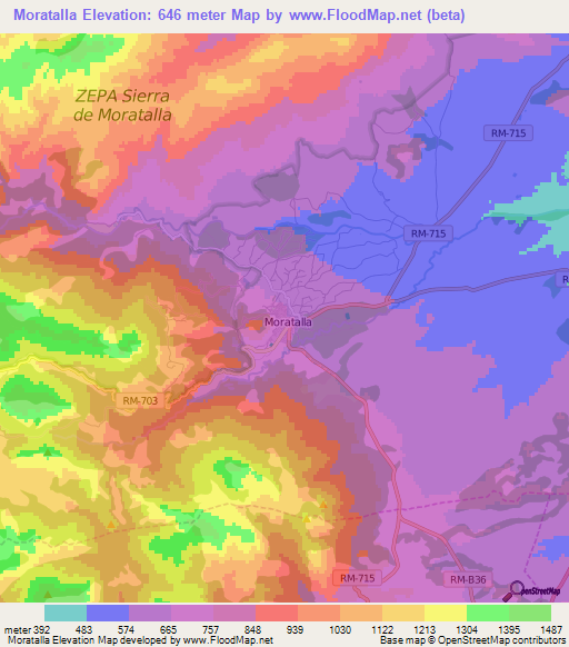 Moratalla,Spain Elevation Map