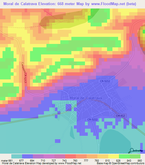 Moral de Calatrava,Spain Elevation Map