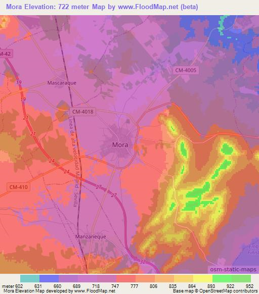 Mora,Spain Elevation Map