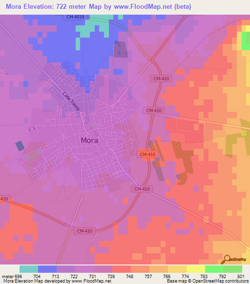 Mora,Spain Elevation Map