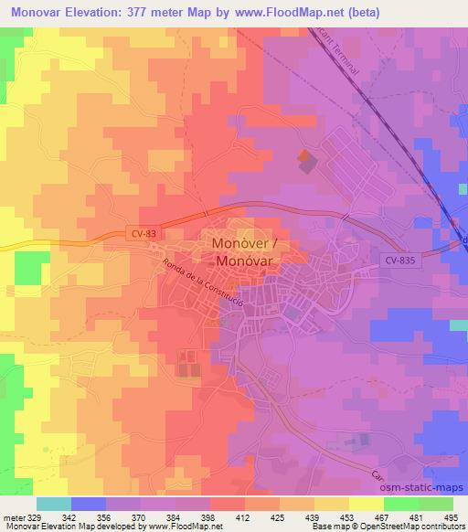 Monovar,Spain Elevation Map