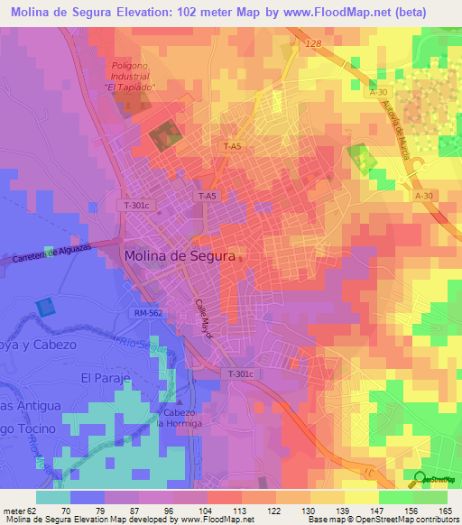 Molina de Segura,Spain Elevation Map