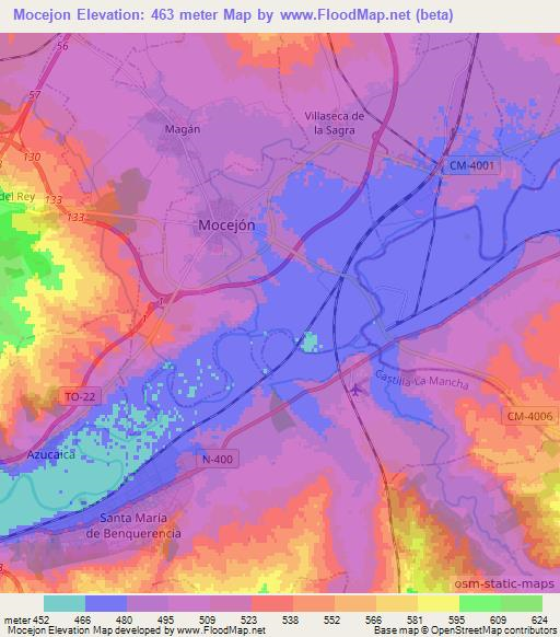 Mocejon,Spain Elevation Map