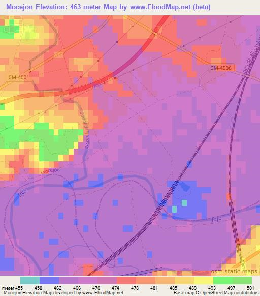 Mocejon,Spain Elevation Map