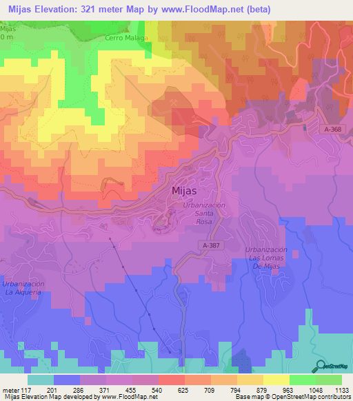 Mijas,Spain Elevation Map