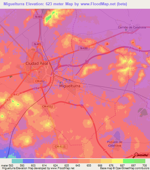 Miguelturra,Spain Elevation Map