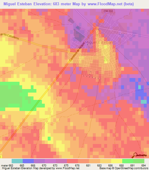 Miguel Esteban,Spain Elevation Map