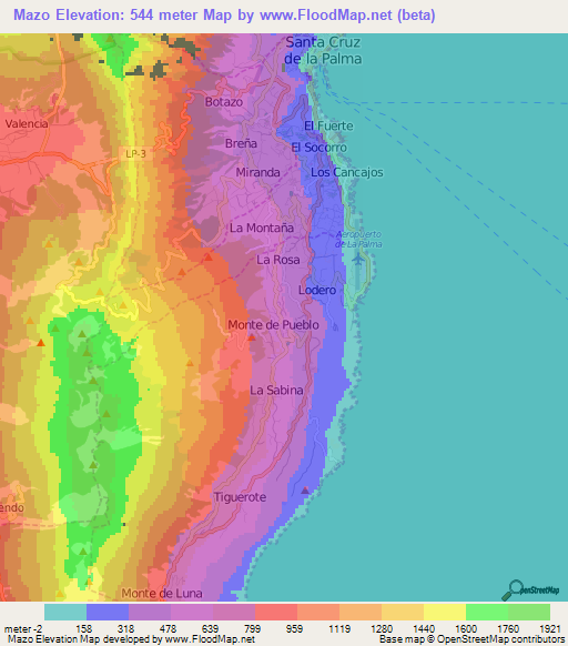 Mazo,Spain Elevation Map