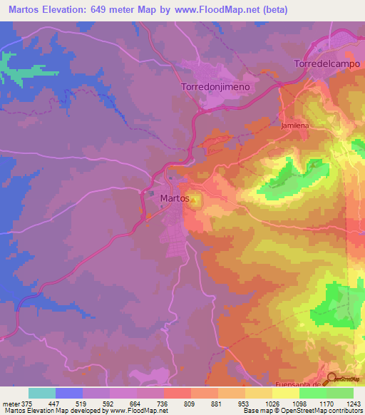 Martos,Spain Elevation Map