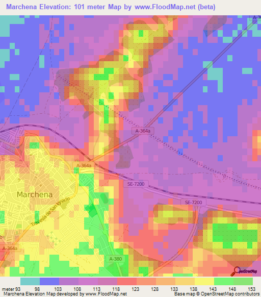 Marchena,Spain Elevation Map