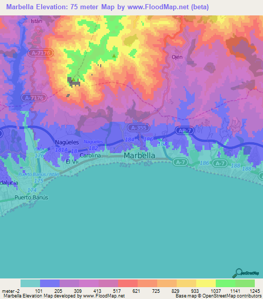 Marbella,Spain Elevation Map