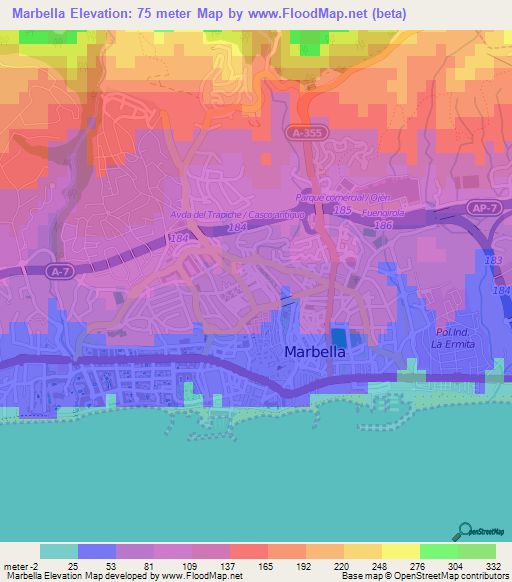 Marbella,Spain Elevation Map