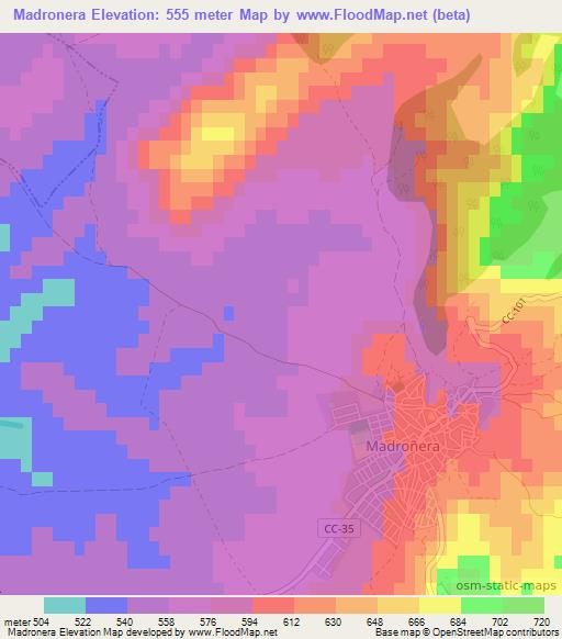 Madronera,Spain Elevation Map