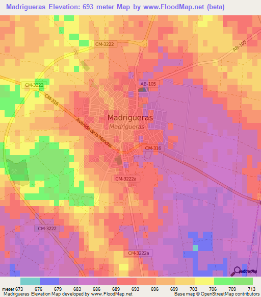 Madrigueras,Spain Elevation Map