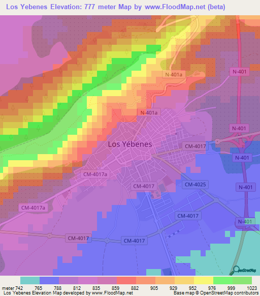 Los Yebenes,Spain Elevation Map