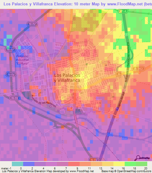 Los Palacios y Villafranca,Spain Elevation Map