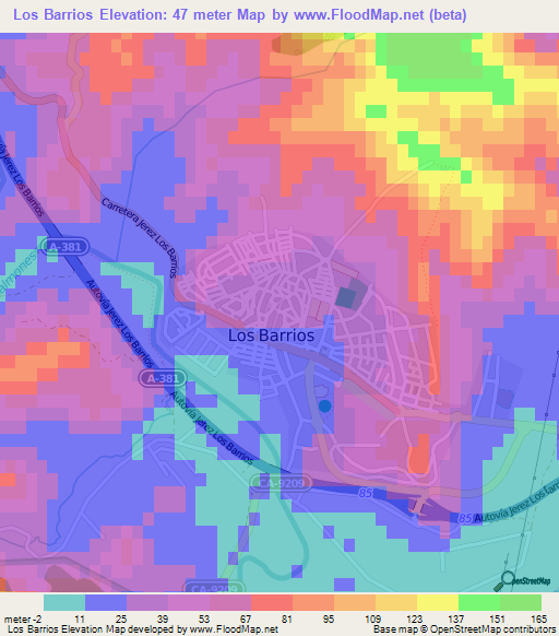 Los Barrios,Spain Elevation Map