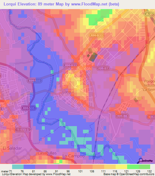 Lorqui,Spain Elevation Map