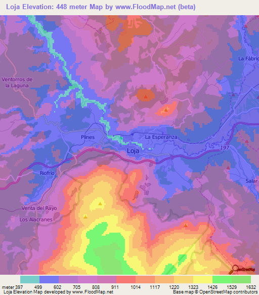 Loja,Spain Elevation Map