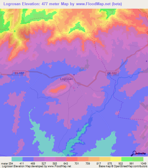 Logrosan,Spain Elevation Map