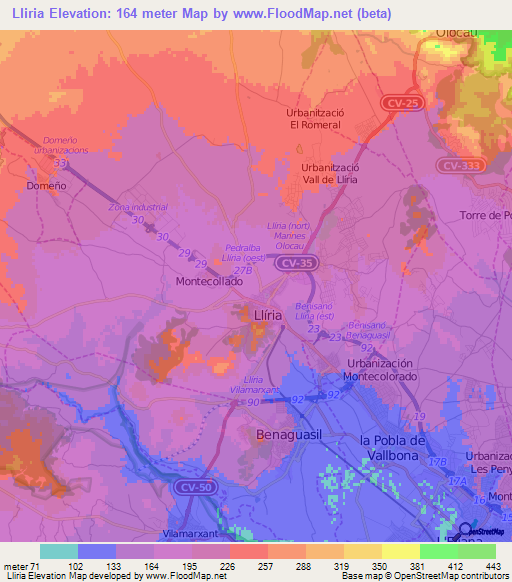 Lliria,Spain Elevation Map
