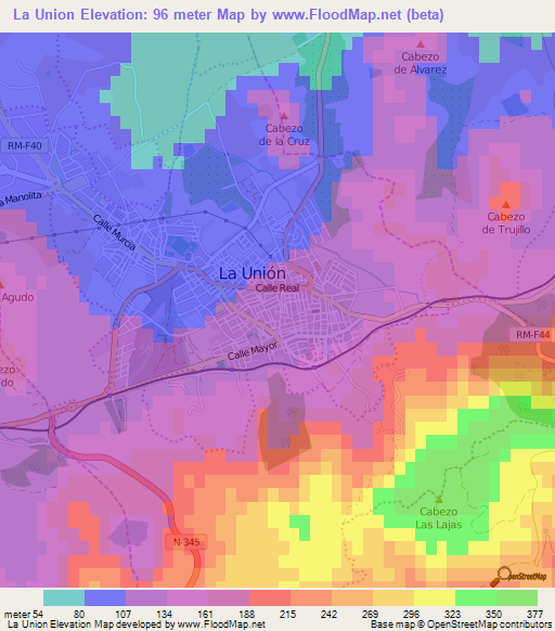 La Union,Spain Elevation Map