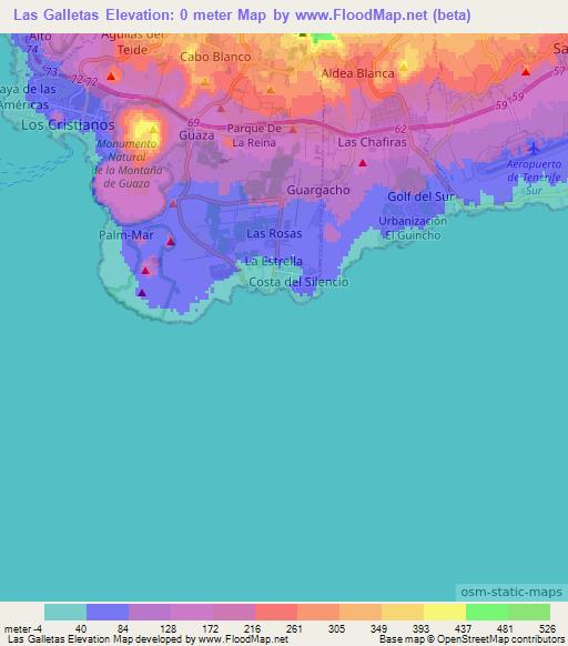 Las Galletas,Spain Elevation Map