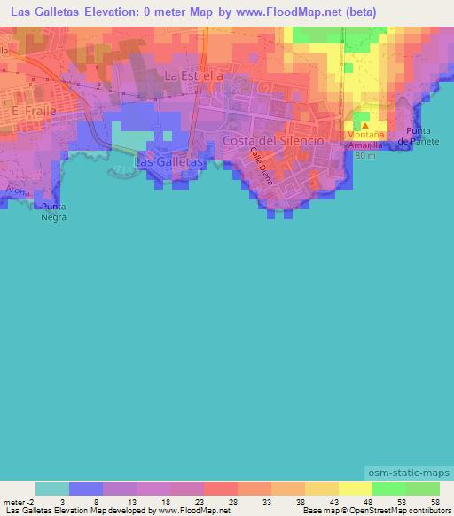 Las Galletas,Spain Elevation Map