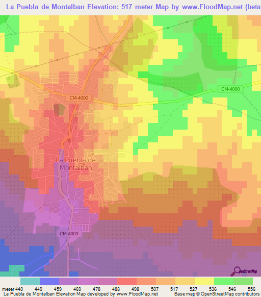 La Puebla de Montalban,Spain Elevation Map