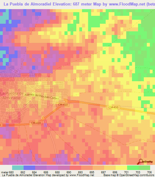 La Puebla de Almoradiel,Spain Elevation Map