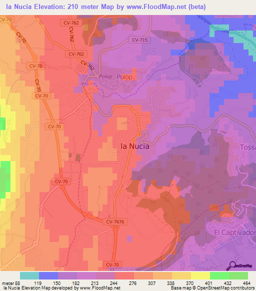 la Nucia,Spain Elevation Map