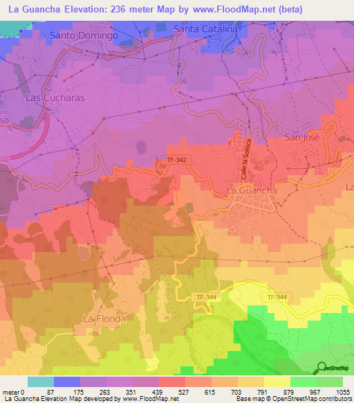 La Guancha,Spain Elevation Map