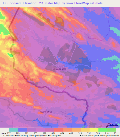 La Codosera,Spain Elevation Map