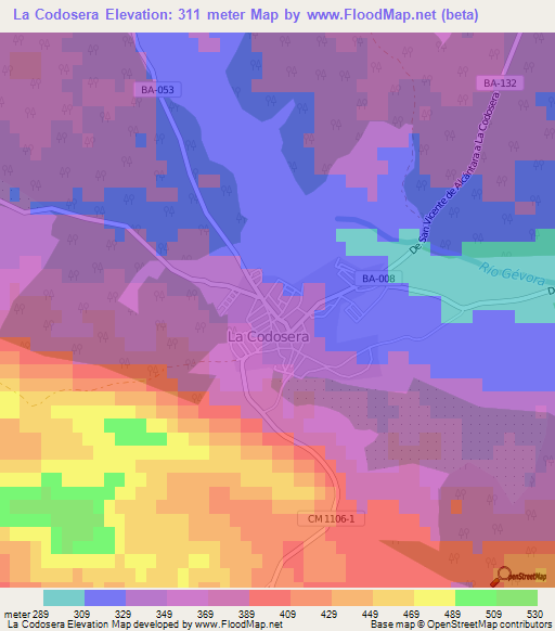 La Codosera,Spain Elevation Map