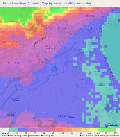 Xabia,Spain Elevation Map