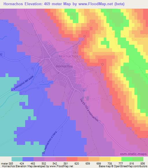 Hornachos,Spain Elevation Map