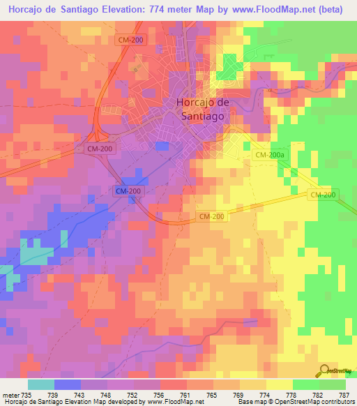 Horcajo de Santiago,Spain Elevation Map