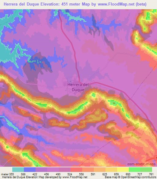 Herrera del Duque,Spain Elevation Map