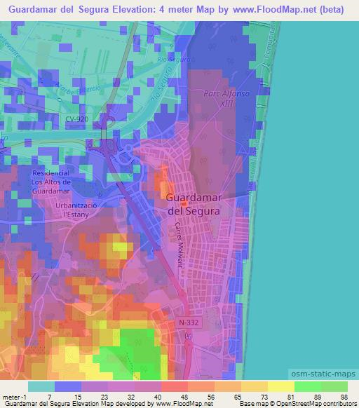 Guardamar del Segura,Spain Elevation Map