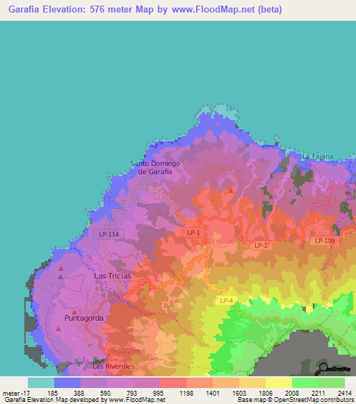 Garafia,Spain Elevation Map