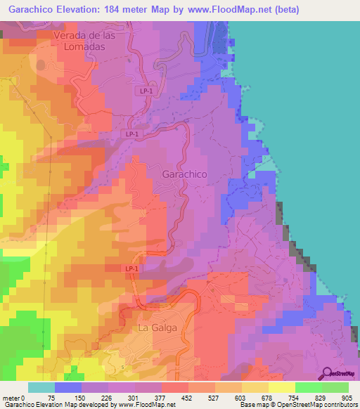 Garachico,Spain Elevation Map