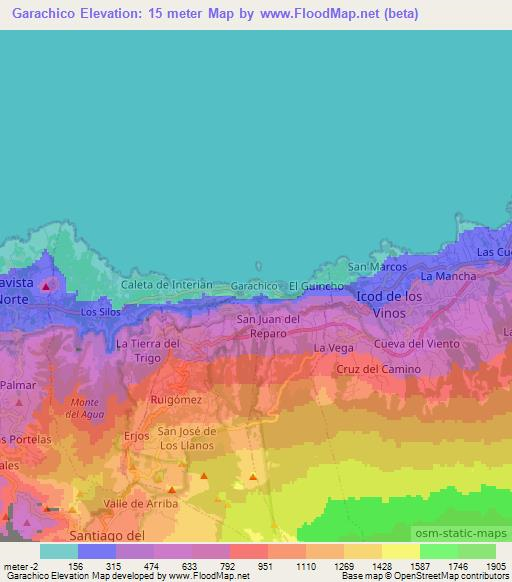 Garachico,Spain Elevation Map