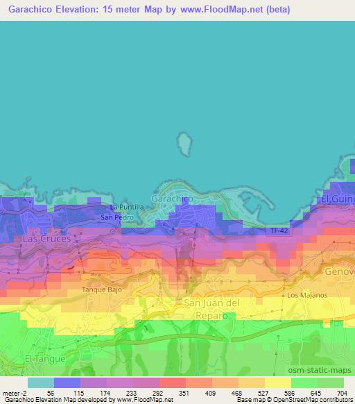 Garachico,Spain Elevation Map