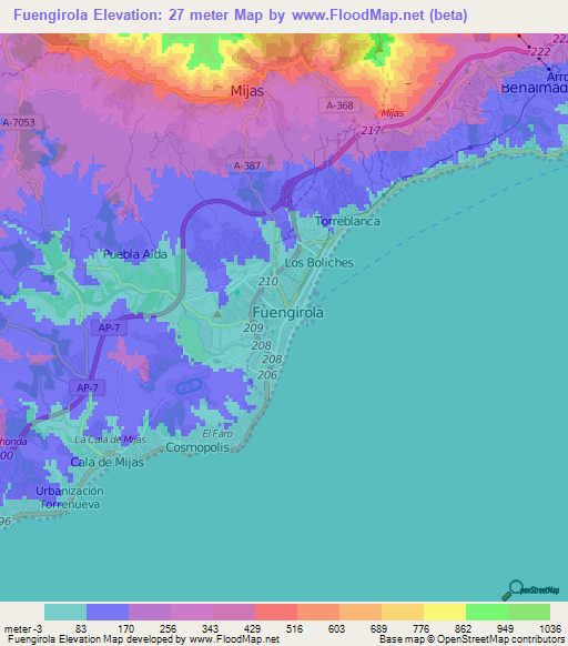 Fuengirola,Spain Elevation Map