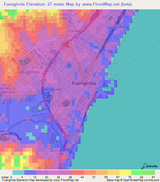 Fuengirola,Spain Elevation Map