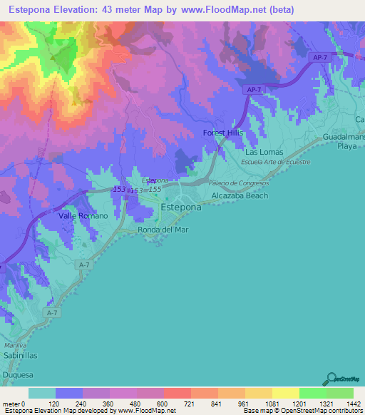 Estepona,Spain Elevation Map